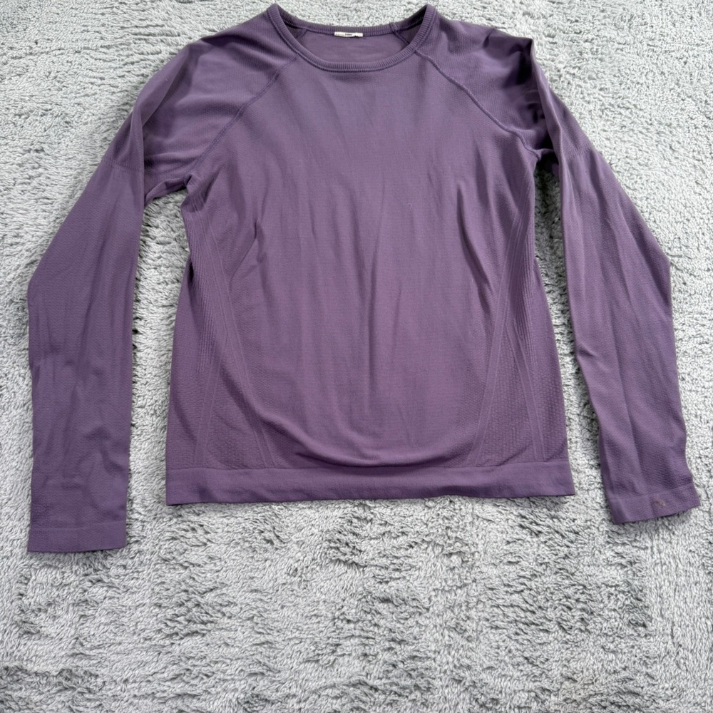 Athleta Momentum Seamless Long Sleeve Top Womens S Purple Thumbhole Running Tee